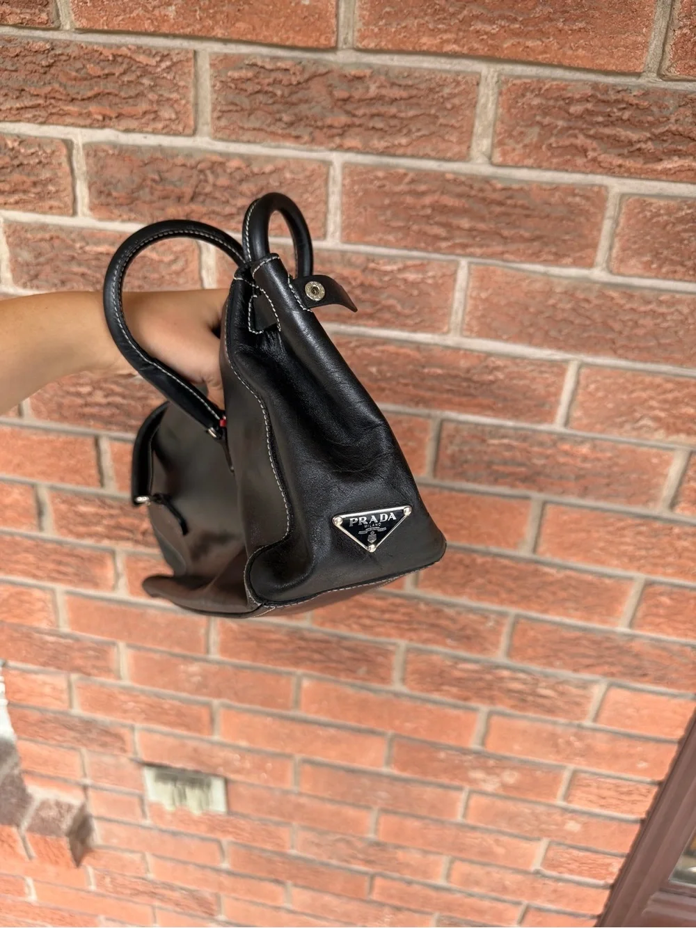 Prada Black Leather Satchel with Silver Hardware - Picture 6 of 7